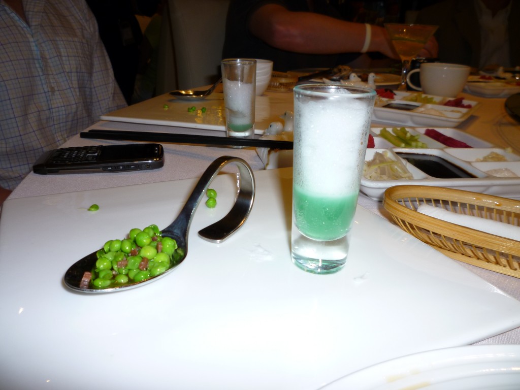 Presentation of pea dish at Beijing restuarant