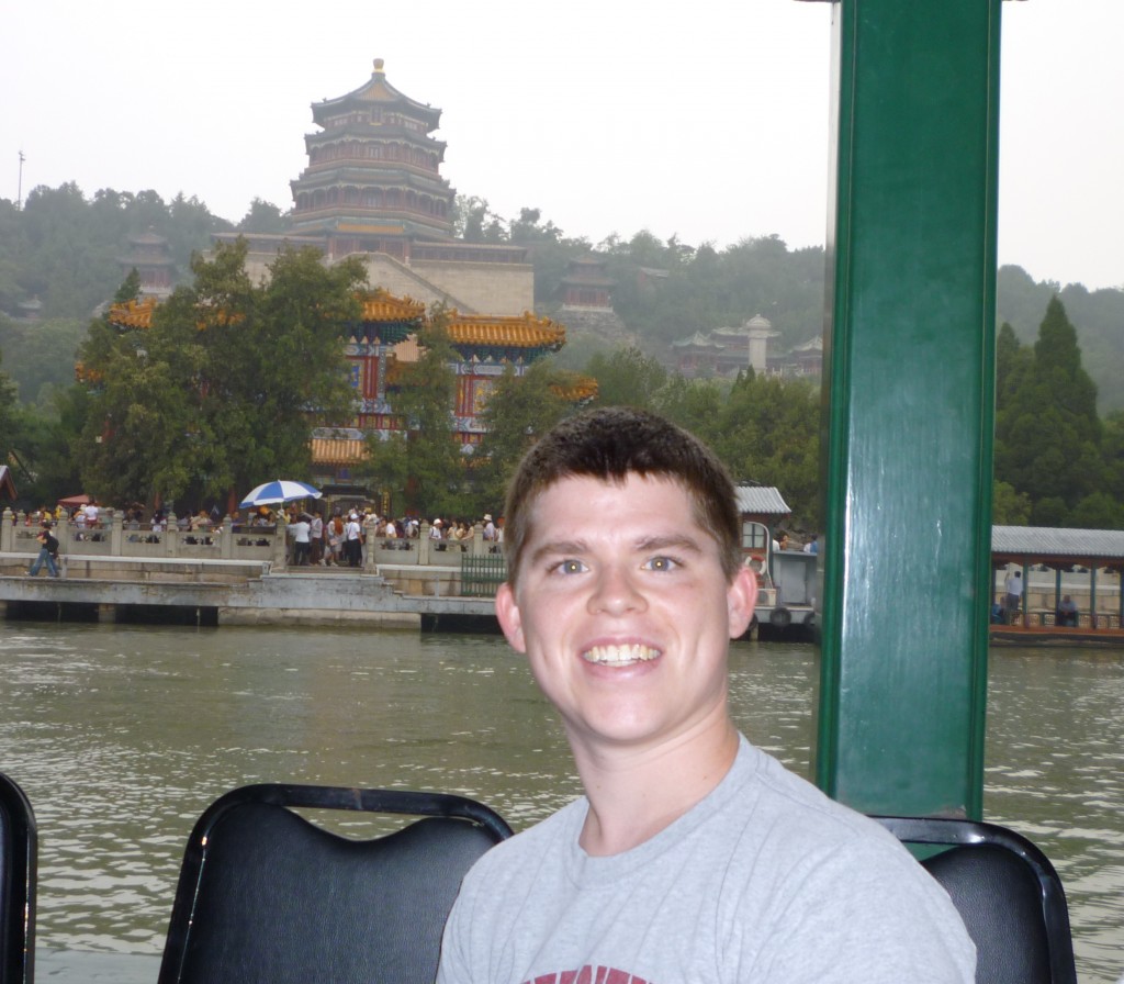 Peter on a boat in the Summer Palace